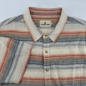 The Normal Brand Mens XL Striped Short Sleeve Button Up Shirt Casual Linen/Cotto